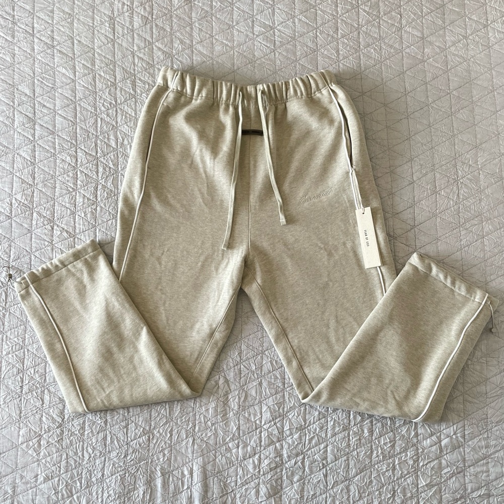 Fear of God Essentials Sweatpants With Piping - Heather Stone (Men’s Medium)